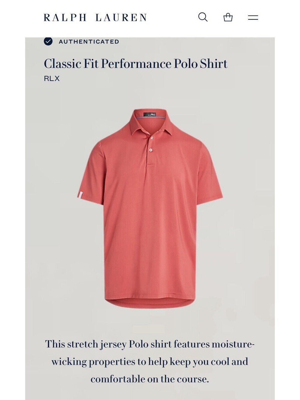 Ralph Lauren RLX Men’s 2XL Classic Fit Golf Performance Polo Shirt Red New